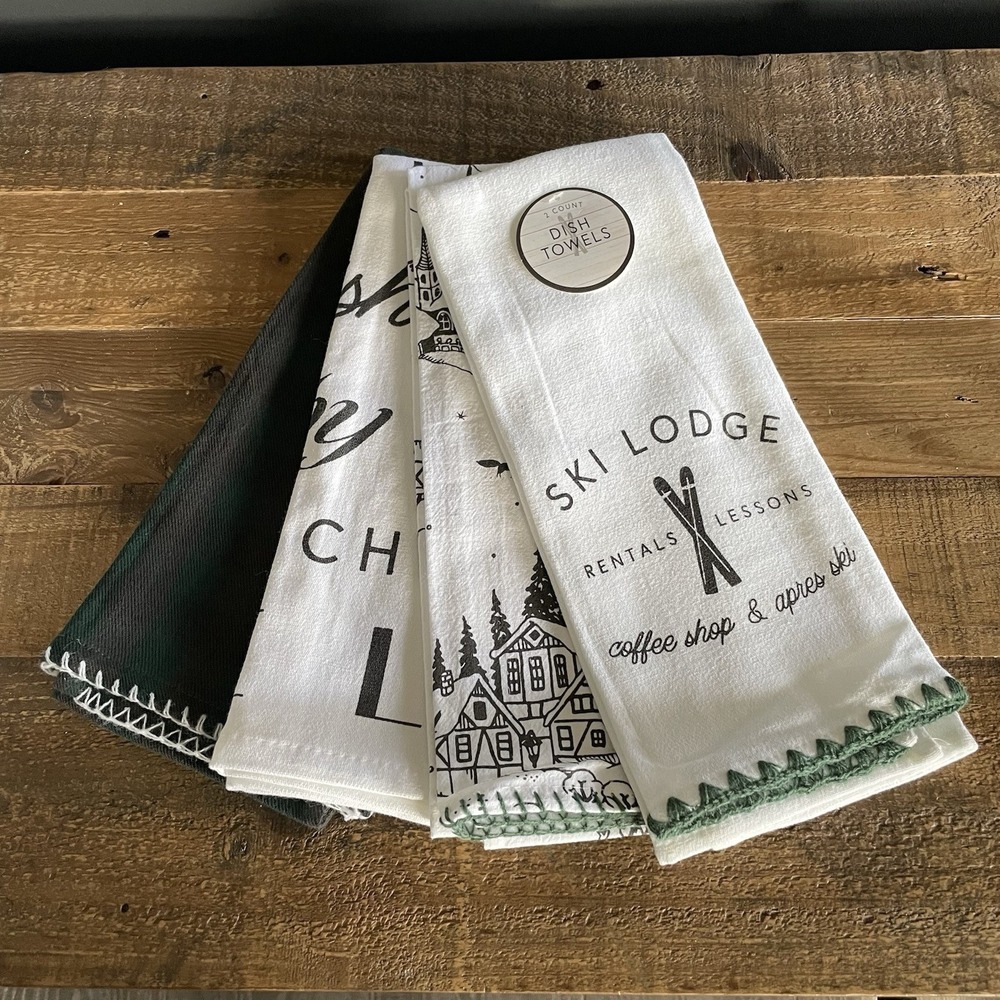 Set of 4 TARGET Ski Lodge Cozy Cabin Dish Tea Towels Kitchen Hand Towels Winter